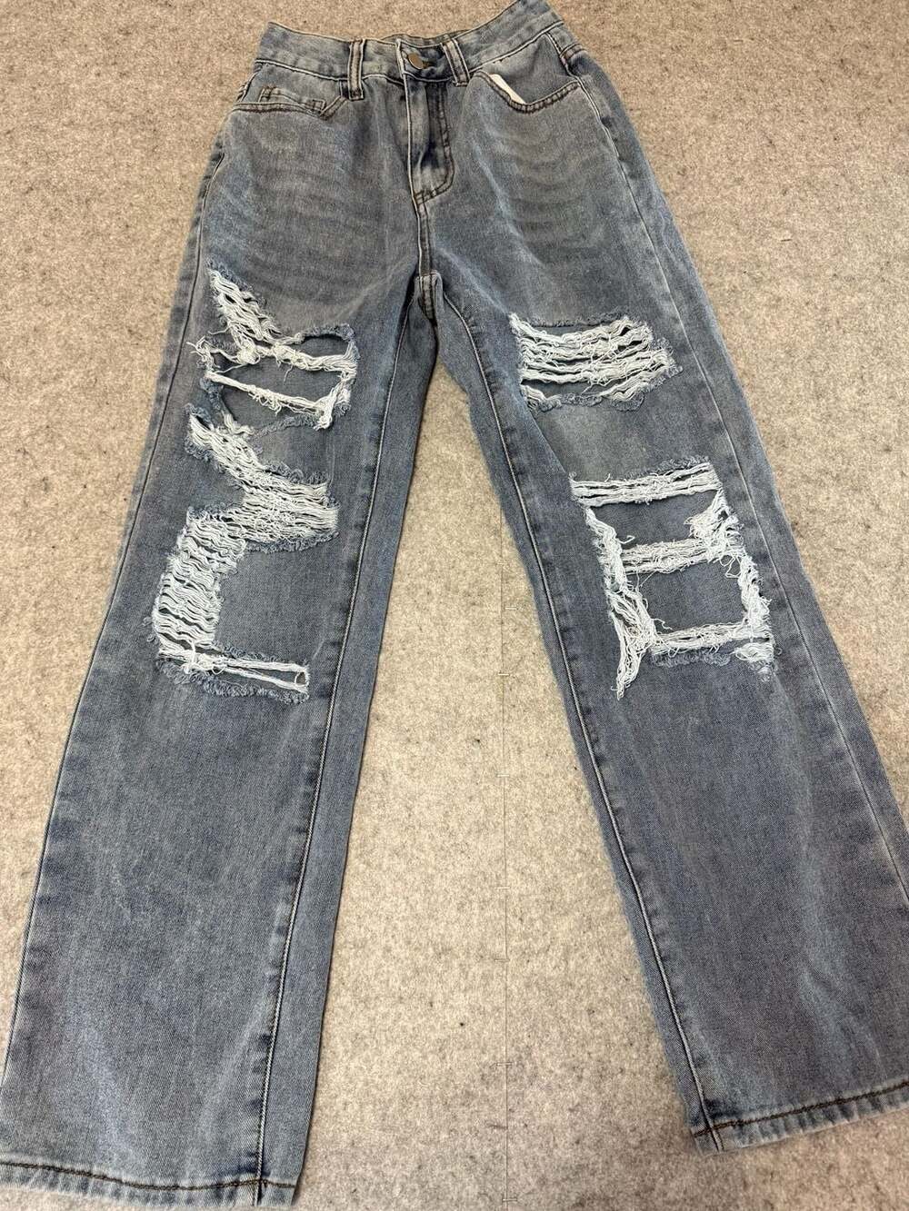 Shein Distressed Wide Leg Jeans Size XS Blue Denim
